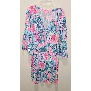 Lilly Pulitzer Pima Cotton Tropical Floral Tunic Dress Multi-Color Size S